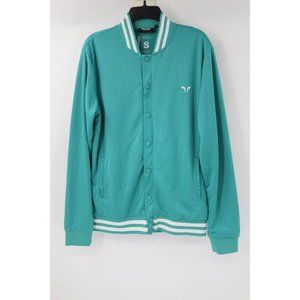 Squat Wolf Bomber Jacket Men's Small True Athletic Fit Hybryd Snap Front Ocean